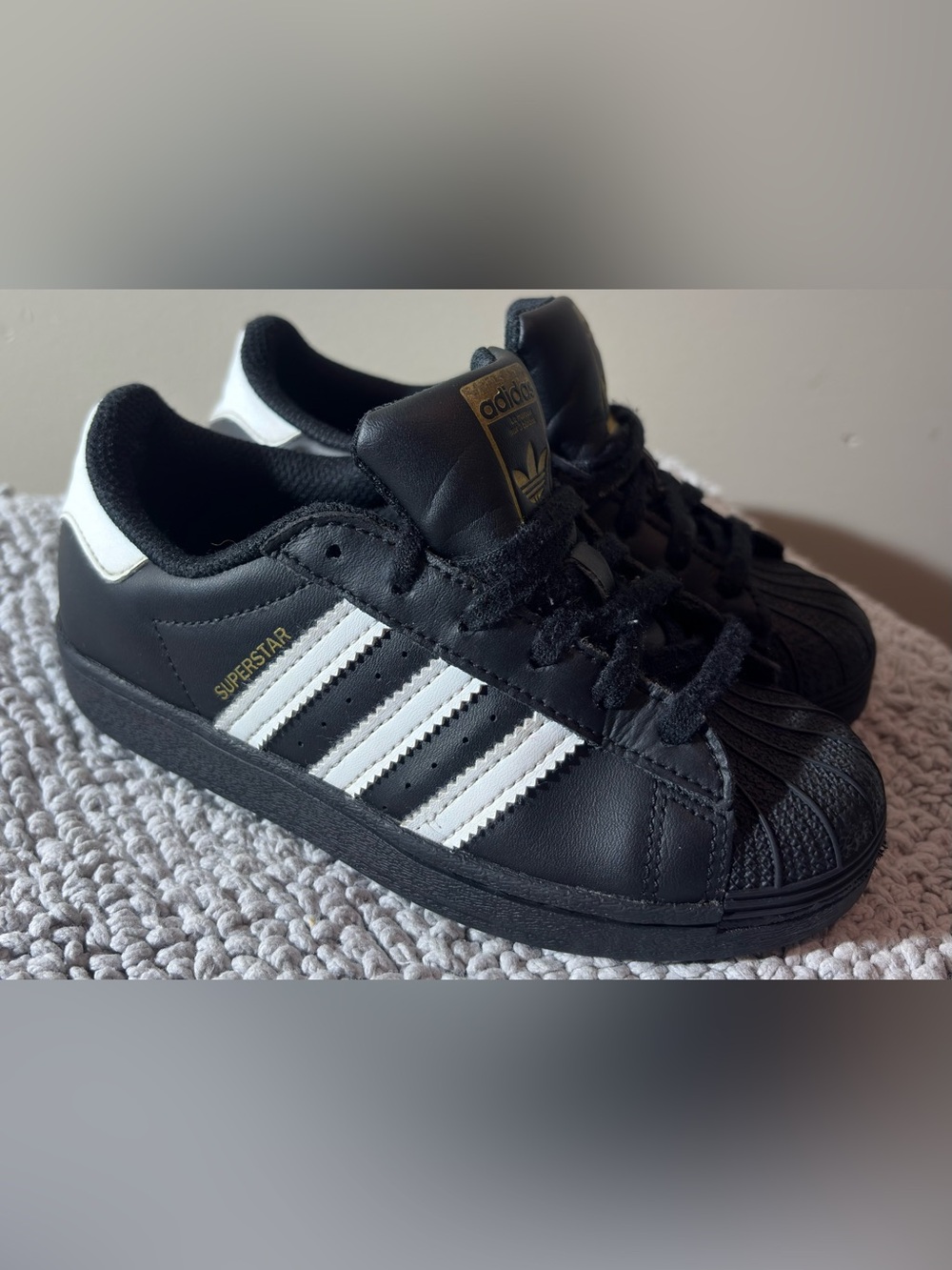 adidas Kids Superstar Sneakers in Black and White